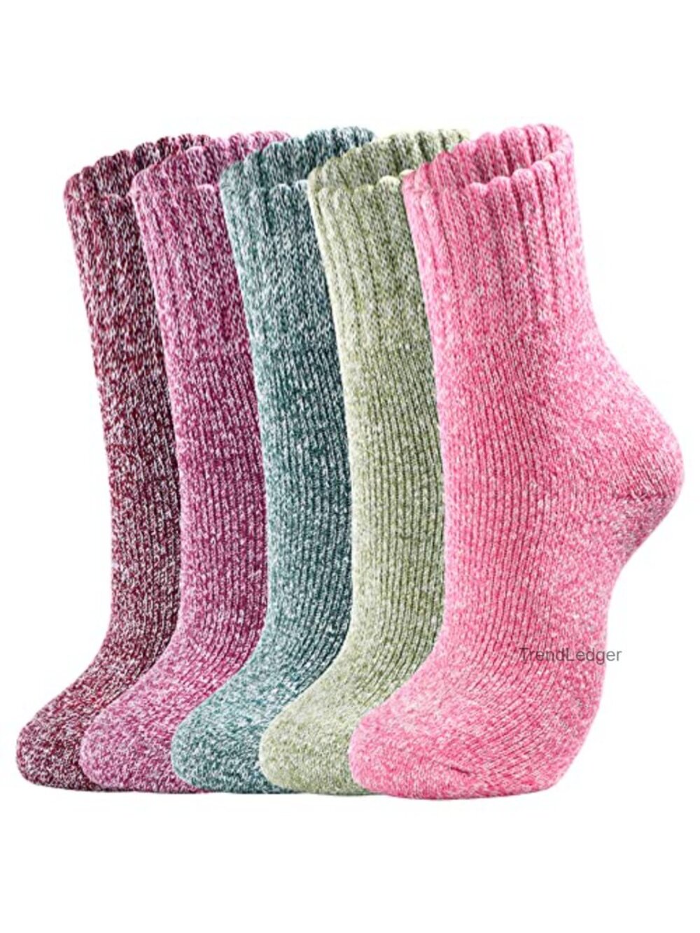5 Pairs Wool Socks Women Super Soft Hiking Thick Knit Cozy Warm Long